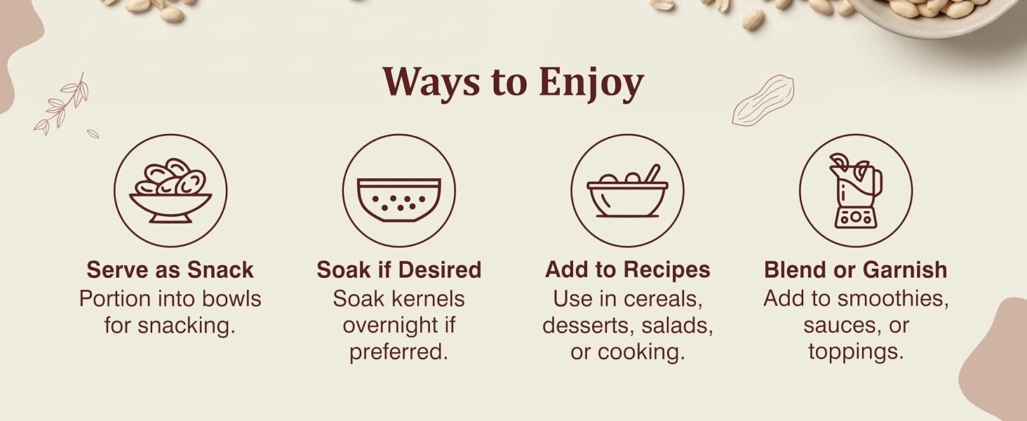 Aiva Blanched Peanuts usage guide with snack and recipe ideas.