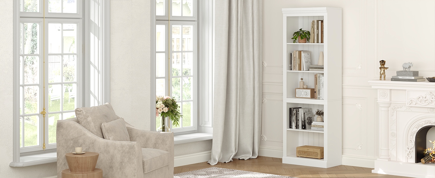 white bookshelf