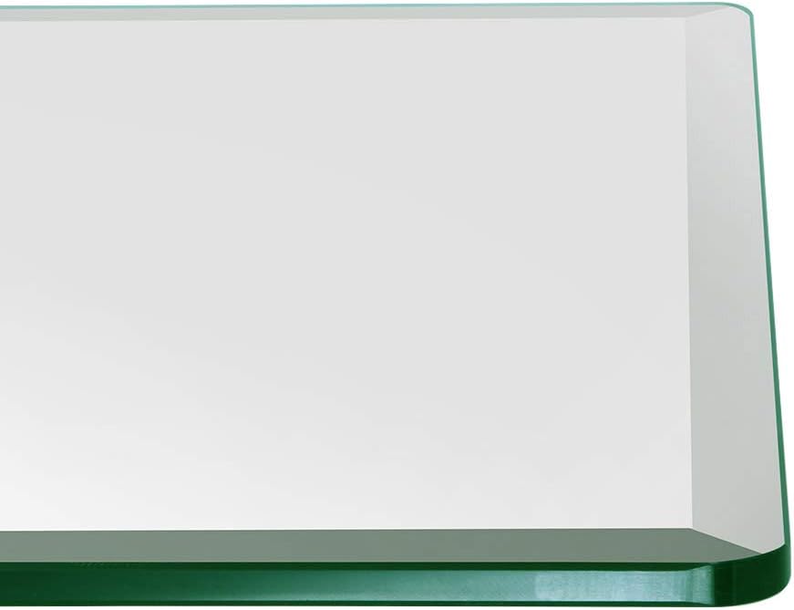 16 inch Square Glass Table Top - Tempered - 1/2" Thick Glass Surface, Safe Beveled Edge, Eased Corners, Multipurpose for Dining Table, Patio, Coffee and End Table