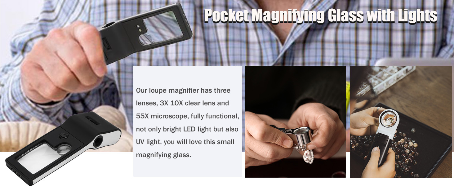 Magnifying Glass with Light, Handheld Large Magnifying Glass Illuminated Lighted Magnifier
