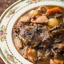 Pheasant stew in a bowl