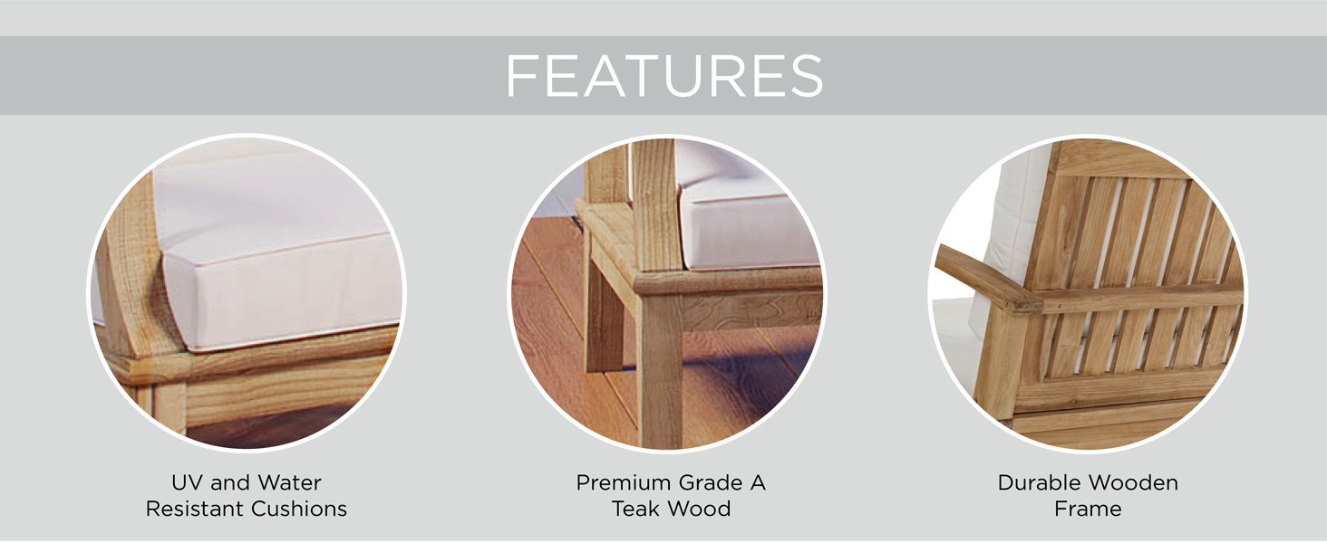 luxurious solid,long-lasting,construction,all-weather cushions,natural ability,wood outdoor