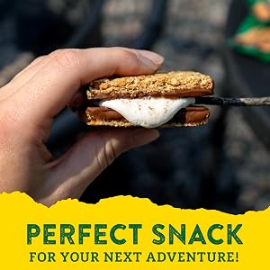 S&amp;#39;mores made with Nature Valley granola bars and the words perfect snack for your next adventure
