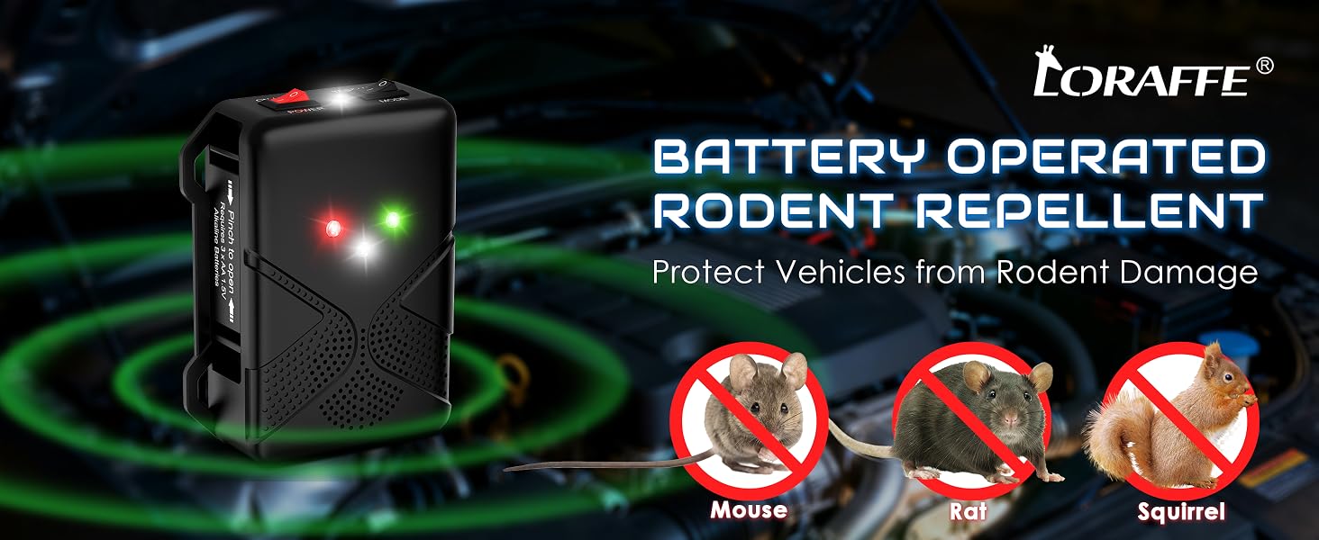 battery operated rodent repellent for car engines