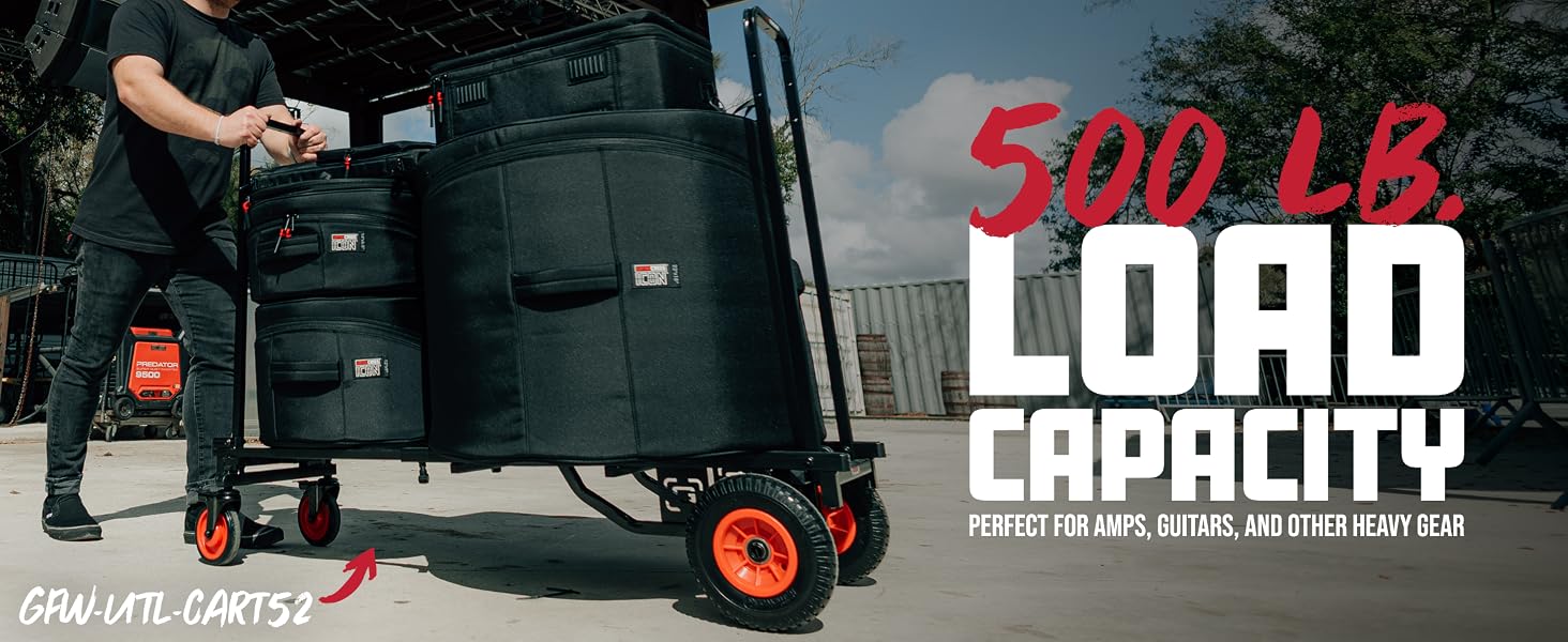 500 lb. Load Capacity, perfect for amps, guitars and other heavy gear
