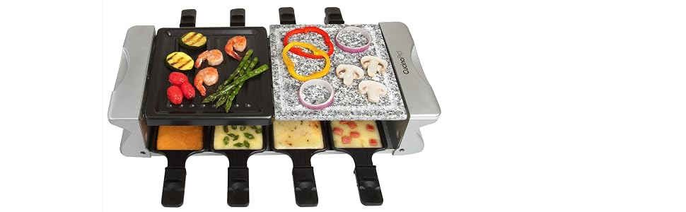 CucinaPro Electric Cheese Raclette BBQ Grill Cooking Kitchen Gourmet Chef Homemade Food BBQ Grill