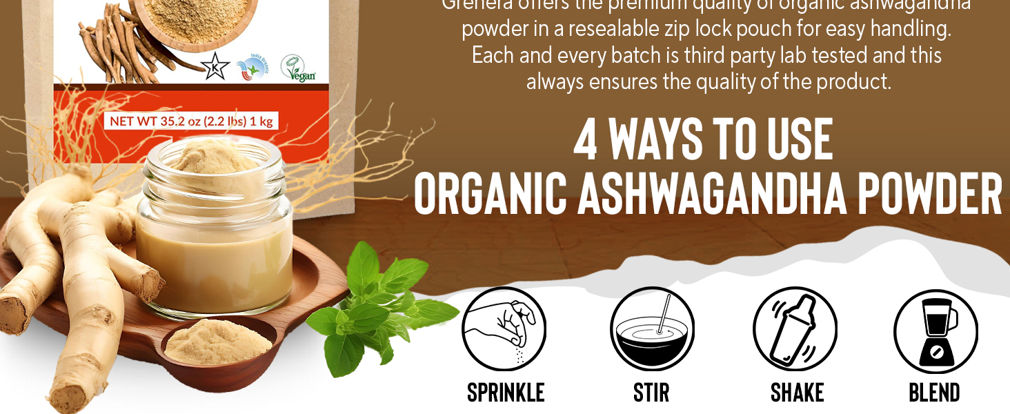 Organic ashwagandha powder polvo de ashwagandha organico suplemento herbal natural