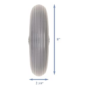 8 inch tall by 2 3/8 inch wide wheel