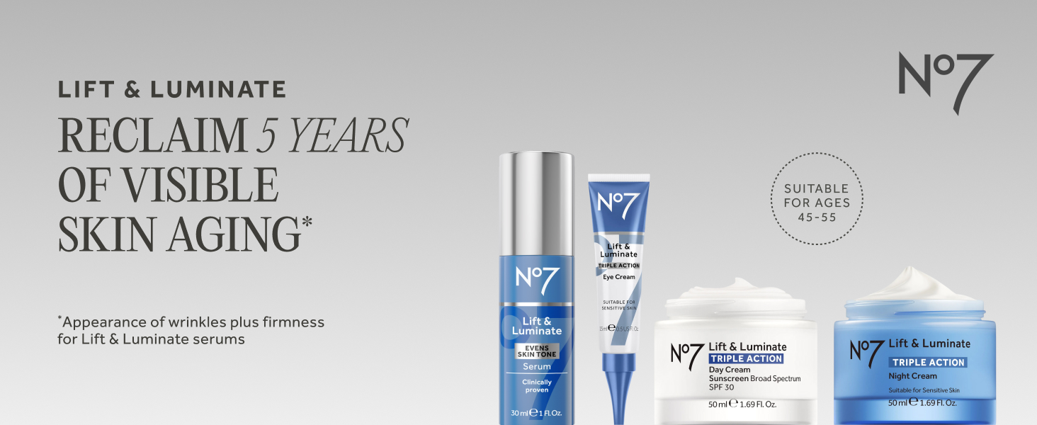 No7 Lift and Luminate Triple Action Face Serum Vitamin C, Pro Retinol, Hyaluronic Acid