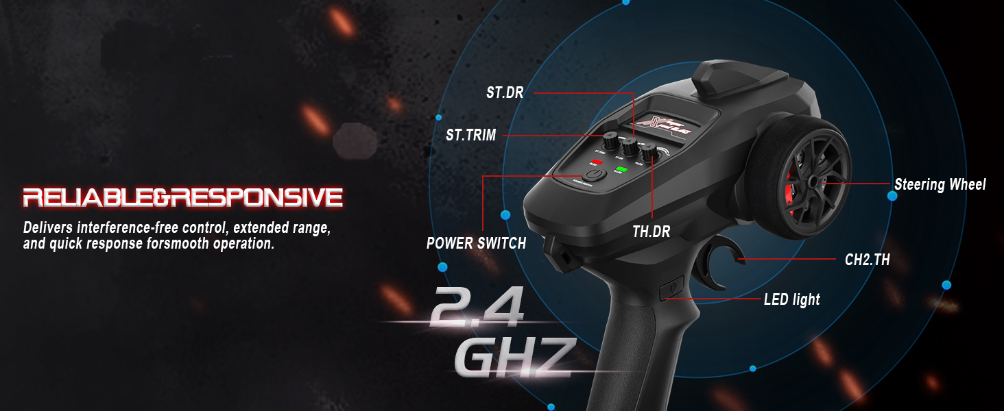 Remote adjusts throttle, switch, lights, speed limit, wheel alignment. Full control system.​​