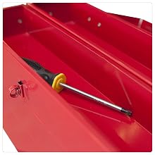 Torin BIG RED 18" Cantilever Style Portable Steel Tool Box with Trays and Metal Latch Closure, Red