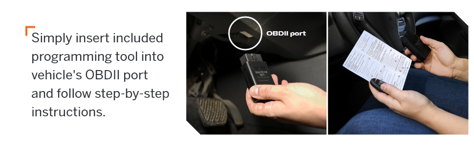 Plug in patented keyless entry remote programming module, follow simple instructions to program key