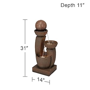 Curved Columns 31&amp;#34; High LED Light Modern Fountain