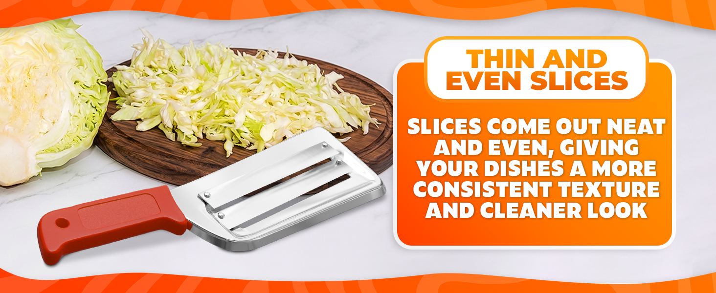 stainless steel cabbage shredder for coleslaw sauerkraut, ergonomic lettuce chopper with silicone