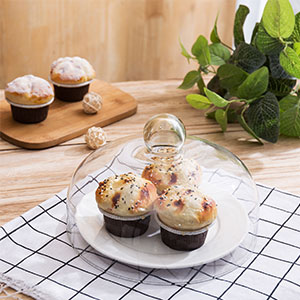9-Inch Round Glass Cake Dome Cover, Pastry Display Cloche with Knob Handle