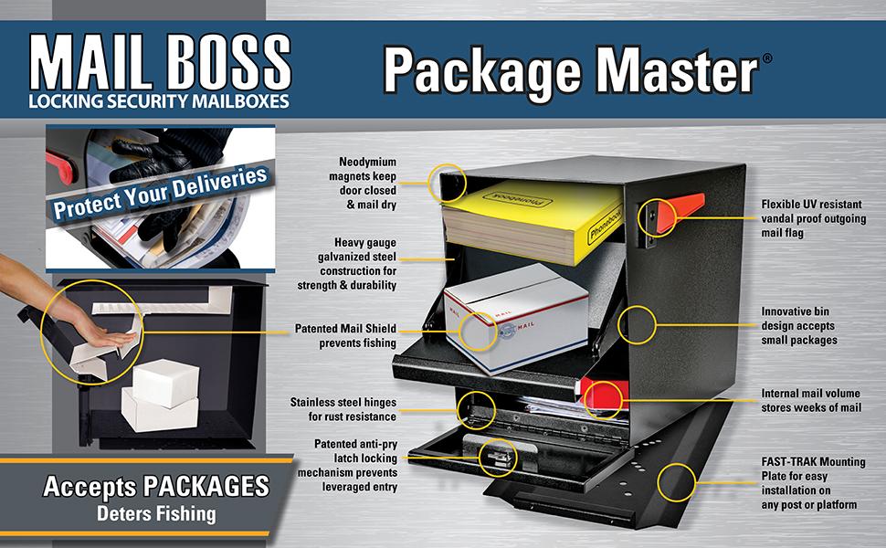 Package Master Locking Security Steel Post Mount Package Mailbox