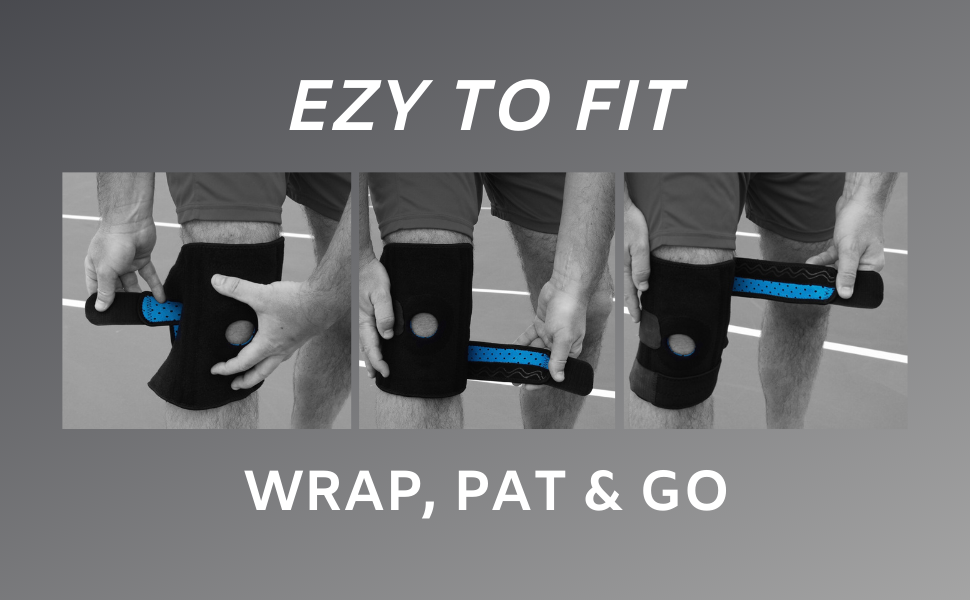 Easy to fit and fully adjustable to many sizes, just wrap around the leg, secure and go!