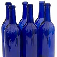 A six pack of 750ml cobalt blue wine bottles