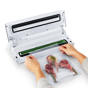 open vacuum sealer with bag inside