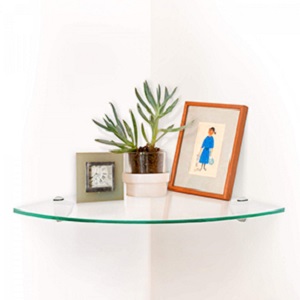 Clear Quarter Circle Floating Glass Shelf