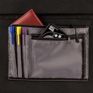 propac pocket organizer with 3 pen holders and 2 zipper pockets