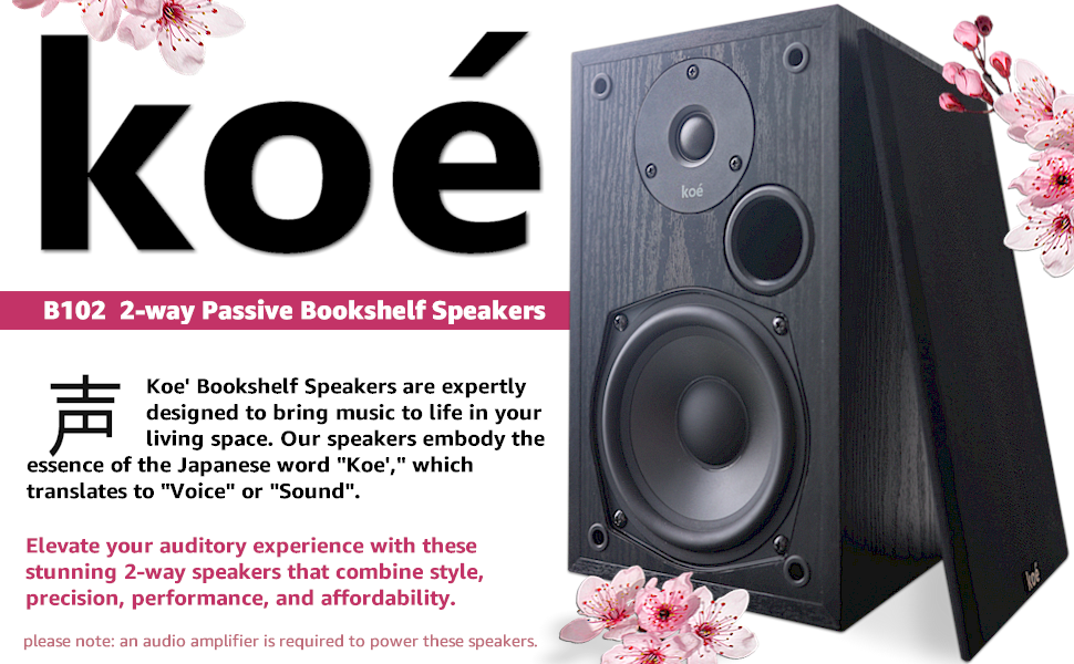 Koe Speakers bookshelf 2-way hifi home theater satellite passive speakers