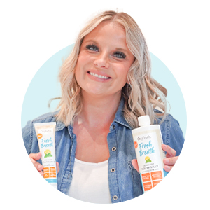 Oxyfresh with xylitol plant based ingredient for naturally sweet taste and plaque fighting powers.