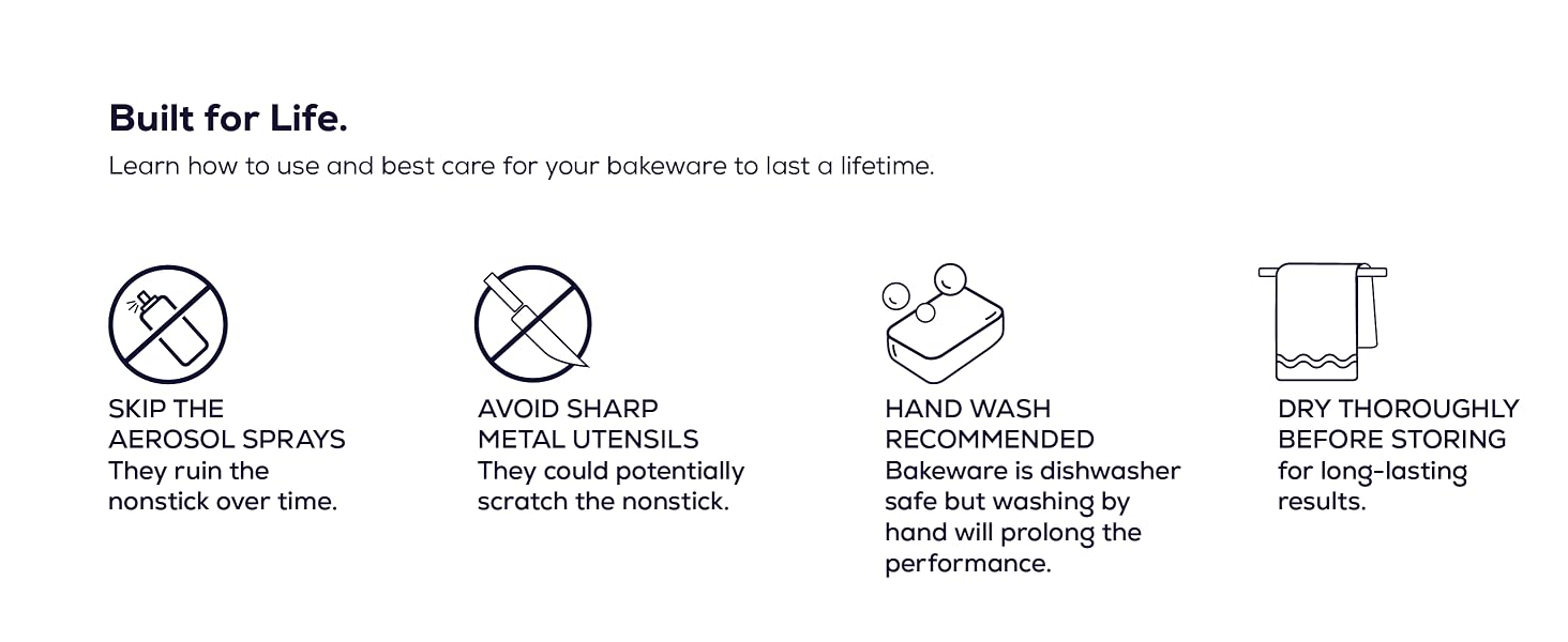 Skip aerosol sprays, avoid anything sharp, hand wash recommended and dry before storing