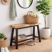 entyrway bench, backless bench, bench, wood bench