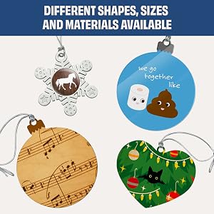 different sizes and shape ornaments