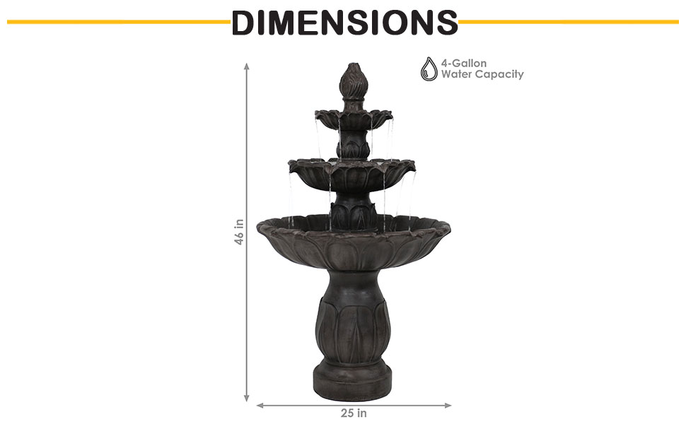 46 inches tall x 25 inch diameter and weighs 52 pounds
