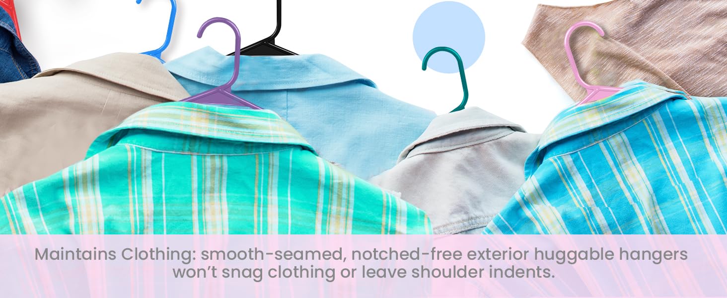 a row of clothes hanging on a black hanger.
