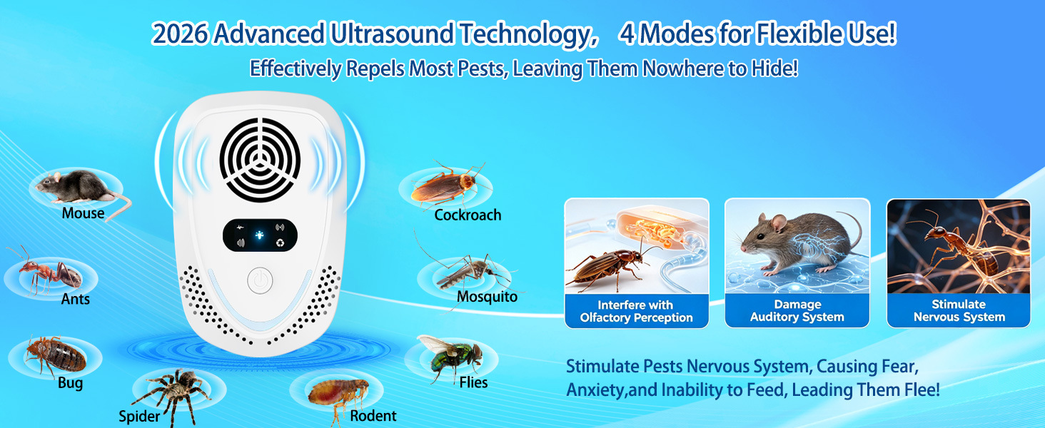 2026 Upgraded Ultrasonic Pest &amp;amp; Insect Repeller