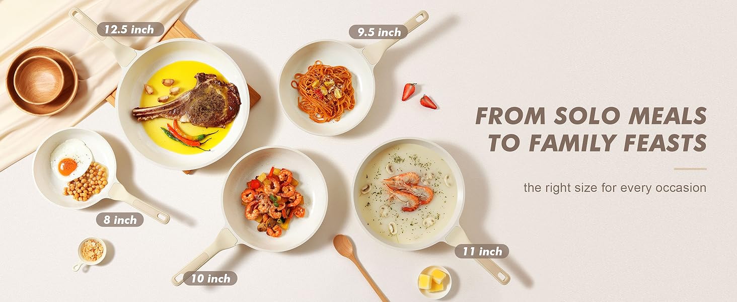 CERAMIC SKILLET WITH FIVE DIFFERENT SIZES