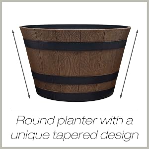 round planter with a unique tapered design