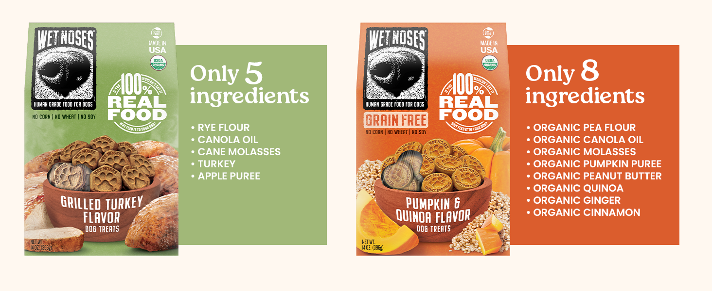 Grain-Free Organic Dog Treats, Human-Grade Non-GMO Crunchy Training Snacks for All Dogs
