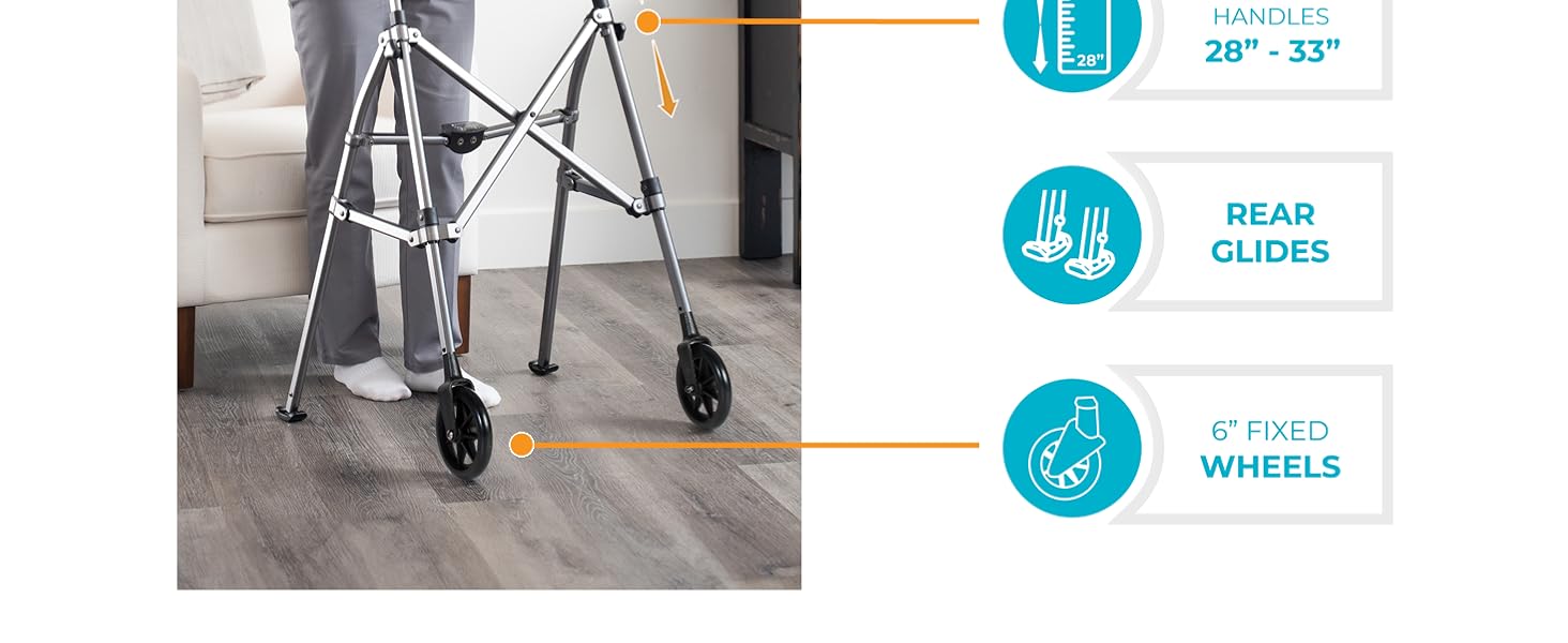 standard folding walker compact lightweight portable senior elderly adult disabled handicap walkers