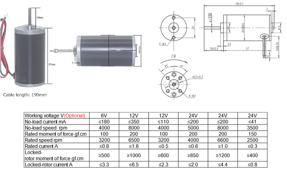 CW CCW Permanent Magnet DC Motor