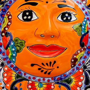 Novica Sun Ceramic Wall Sculpture Sol Cerámico Escultura Decoración de pared Decoración del hogar