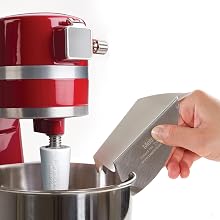 Pouring Chute on Stand Mixer with Metal Bowl - hand