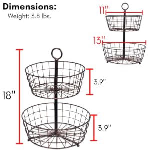 2-Tier Basket, Wire Basket, Fruit Basket, Kitchen Organizer, Counter Basket, Wire