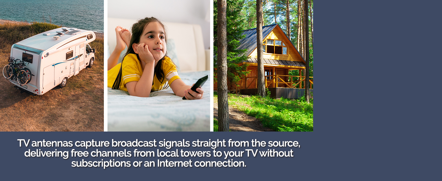 No Wi-Fi? No problem. TV antennas capture broadcast signal straight from the source, no Internet