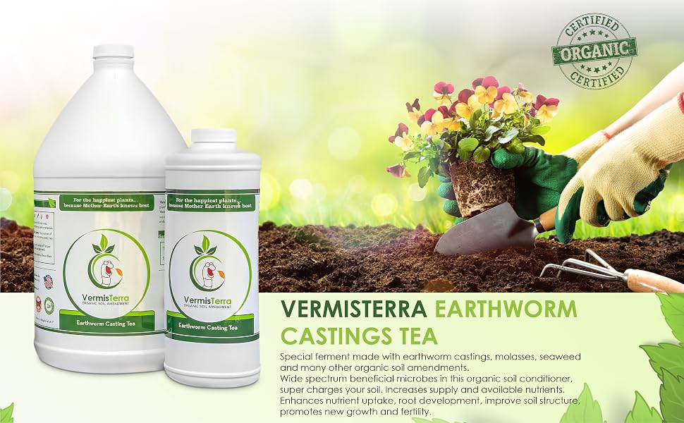 Fermented tea made from earthworm castings, molasses, kelp and more