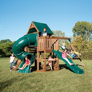play set, swing set, slide, tube slide, wave slide, wooden play set, kids play set, kids swing set
