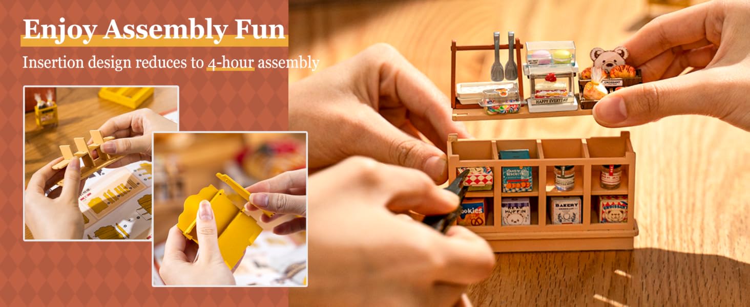 ROBOTIME DIY Miniature House Kit with LED Light Hobby Birthday Gifts for Kids &amp;amp;amp; Adults