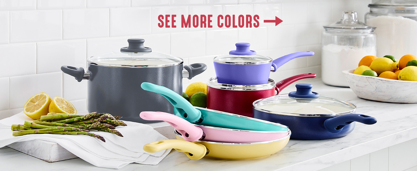 GreenLife, Ceramic Nonstick, PFAS-Free, Non-Toxic, Cookware, Frypans, Soft Grip
