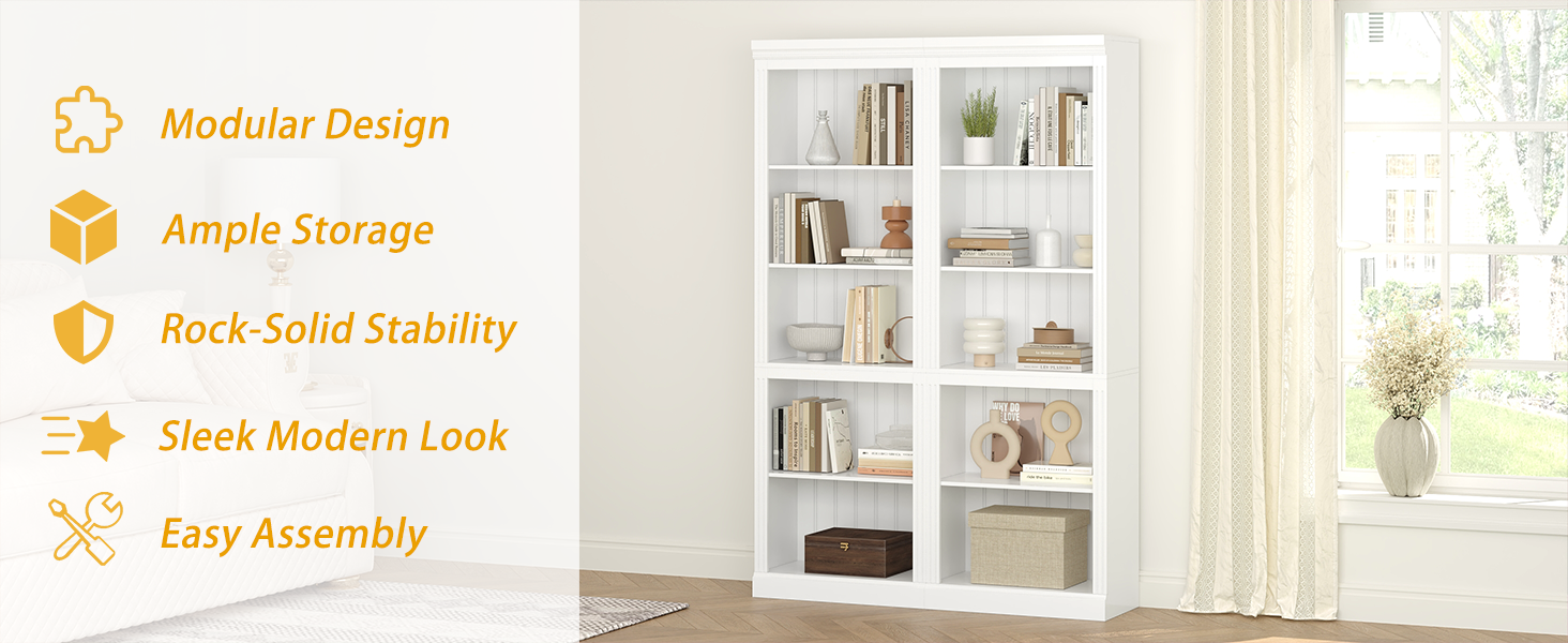 white book shelf