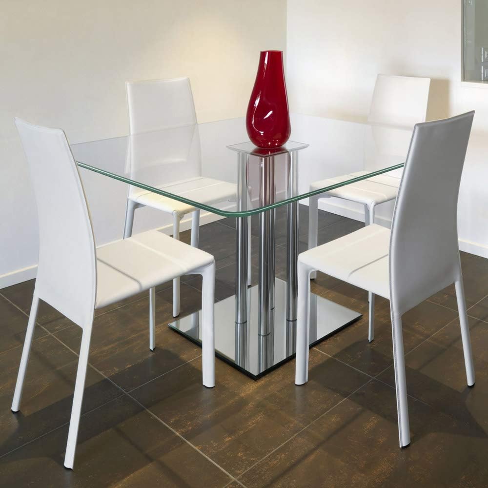 16 inch Square Glass Table Top - Tempered - 1/2" Thick Glass Surface, Safe Beveled Edge, Eased Corners, Multipurpose for Dining Table, Patio, Coffee and End Table