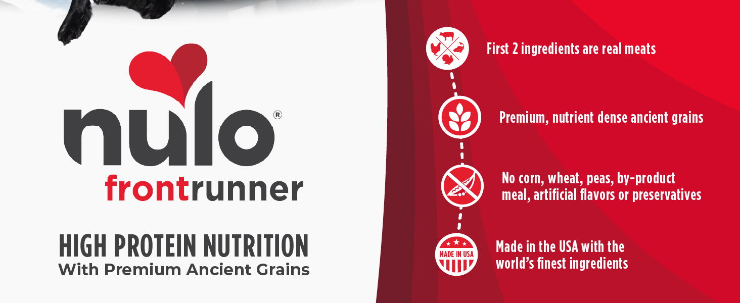 Image of nulo banner with text reading first 2 ingredients are real meats.