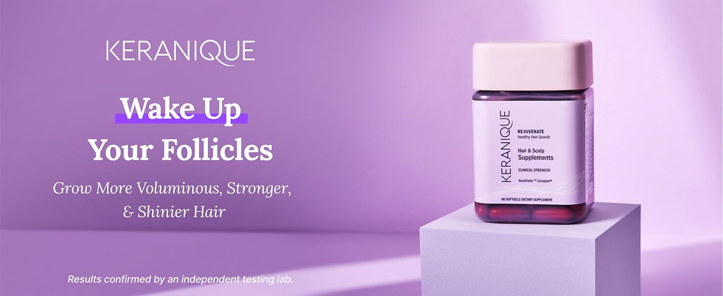 Keranique hair and scalp supplements for faster hair growth and strength, best for thinning hair